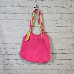 Clinique Pink Tote Bag with Floral Handles